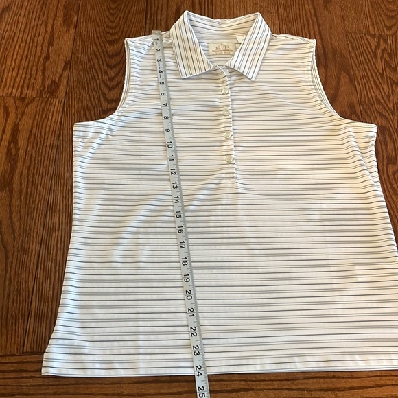 EP PRO TOUR TECH women’s sleeveless GOLF polo shirt striped textured buttons LRG - Picture 12 of 12